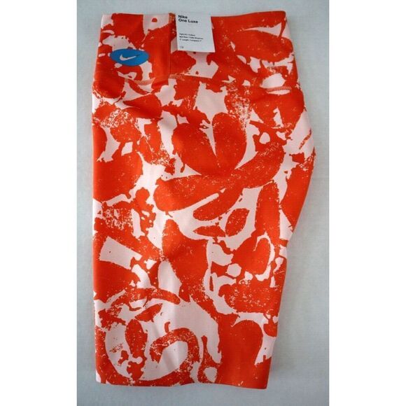 Nike DM7627-817 Women's Sz M Orange One Luxe Icon Clash Mid-Rise 7" Bike Shorts - Picture 5 of 8